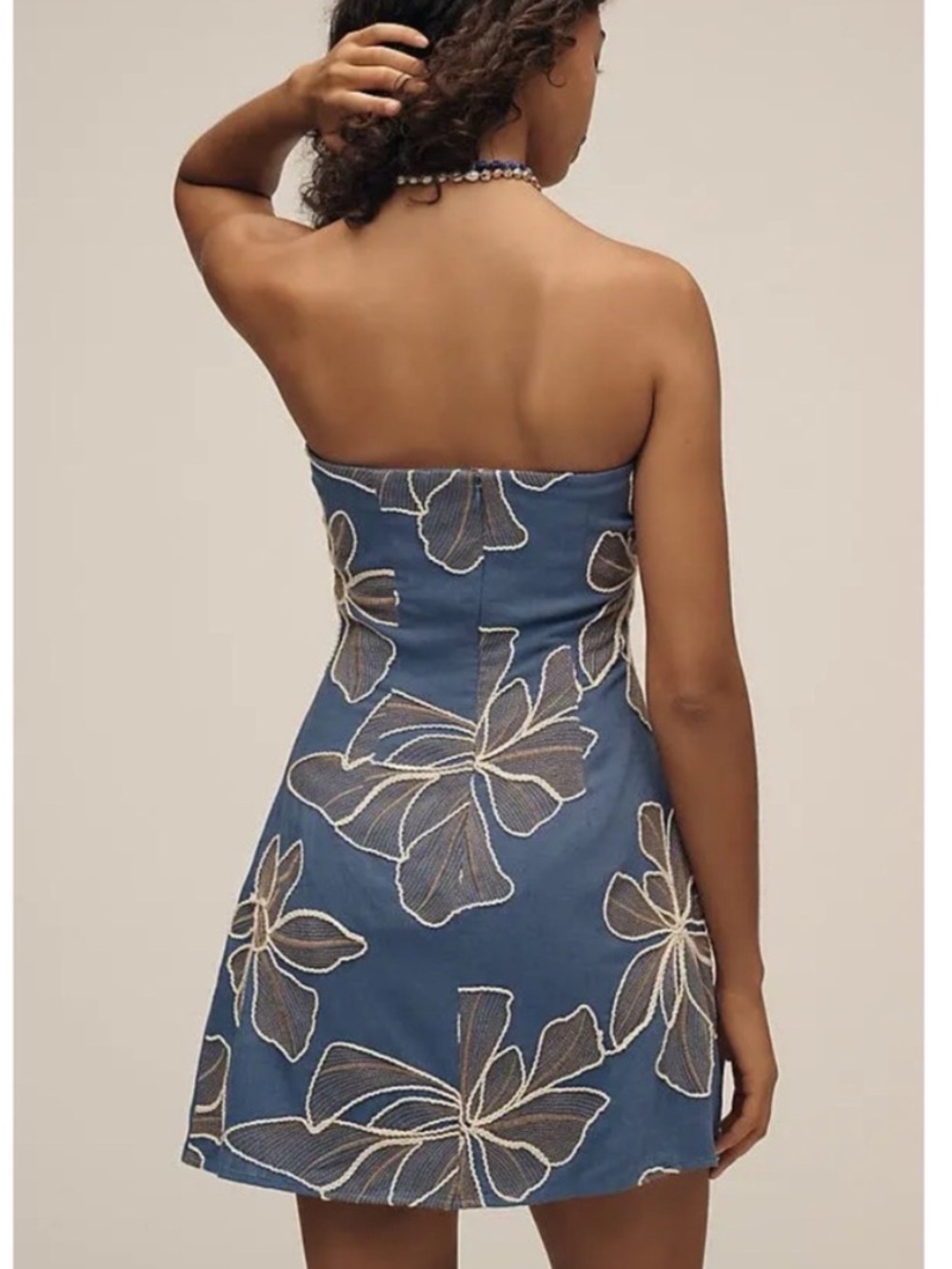 NWT Anthropologie Flat White Embroidered Strapless Mini Dress, XL - Picture 5 of 13